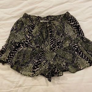 Lavender Brown Ruffled Snakeskin Shorts